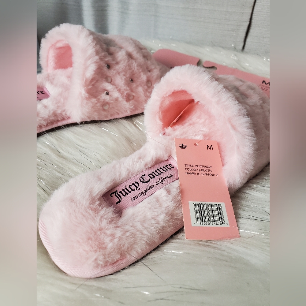JUICY COUTURE pink gyanna pearl/rhinestone slippers - Picture 5 of 6